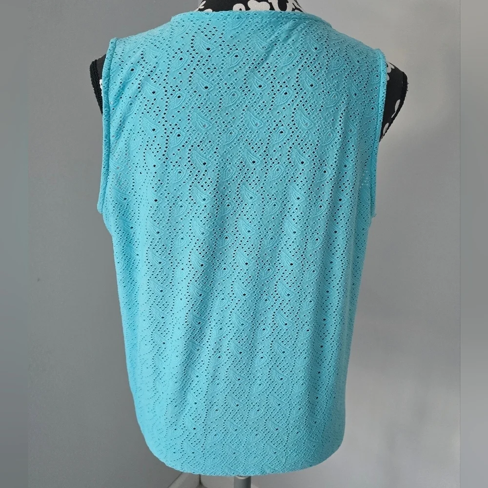 Michael Kors Top Eyelet Stretch Faux Wrap Sleeveless Size M